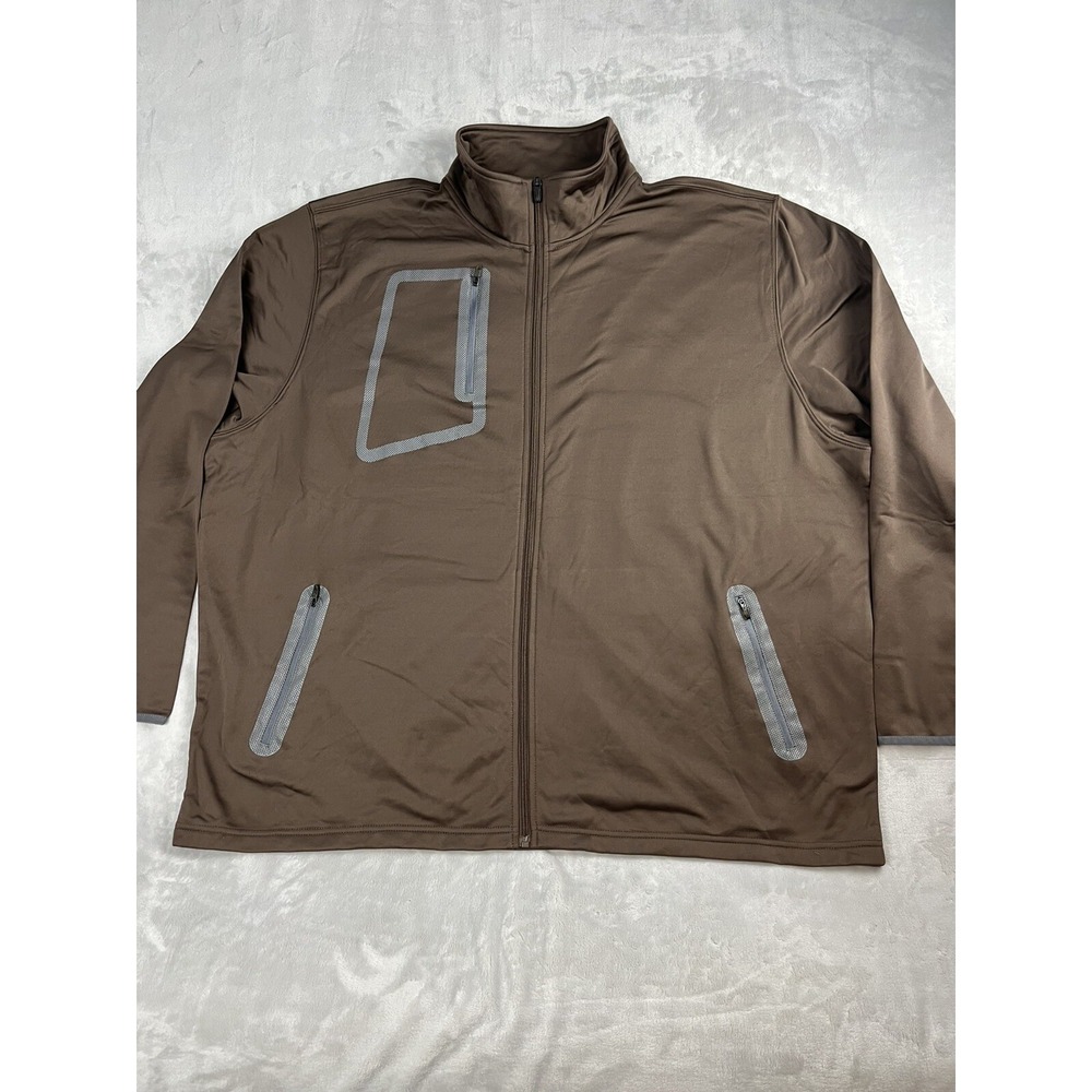 TRI-MOUNTAIN Jacket Men 4XL Brown Performance Fleece Ultra Cool Full Zip Casual